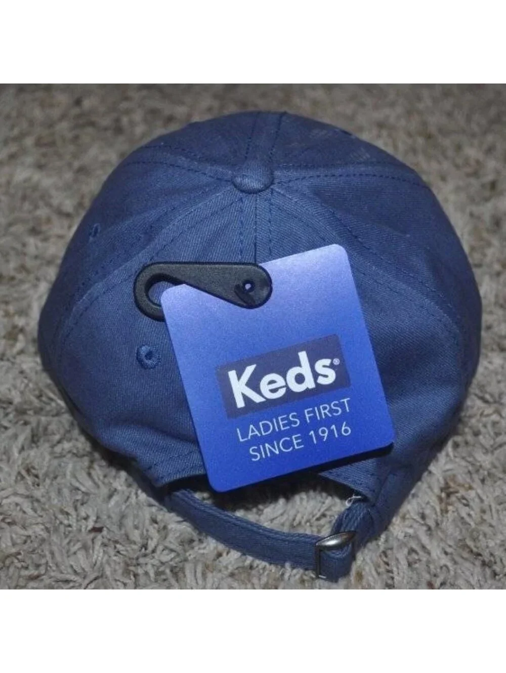Womens Baseball Hat Keds Blue Plaid Adjustable Back Strap Twill Cap Cotton